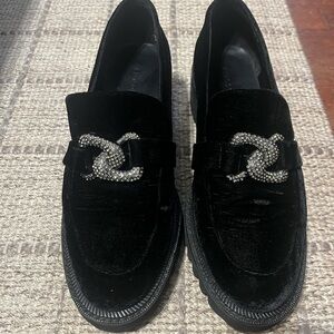 Aerosoles Black Velvet Platform Loafers